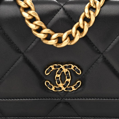 Chanel Lambskin Quilted Chanel 19 Wallet On Chain WOC Black 9 of 15