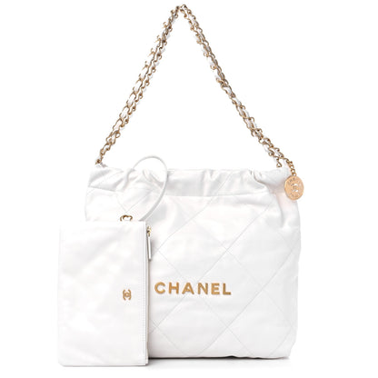 Chanel Shiny Calfskin Quilted Small Chanel 22 White 1 of 11