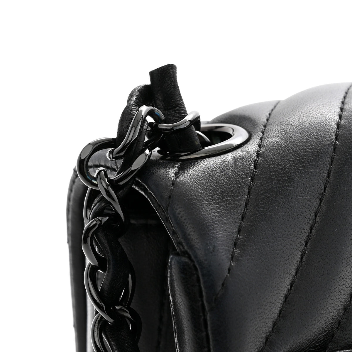 Chanel Lambskin Chevron Quilted Mini Square Flap So Black 11 of 12