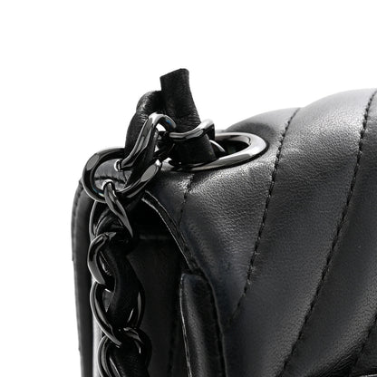 Chanel Lambskin Chevron Quilted Mini Square Flap So Black 11 of 12