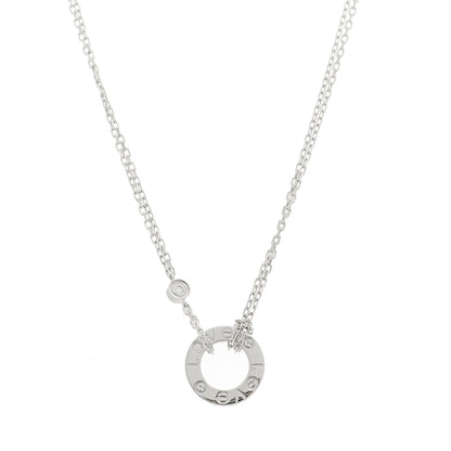 Cartier 18K White Gold 2 Diamond LOVE Necklace 1 of 6