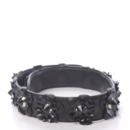 Fendi Vitello Dolce Nappa Patent Flowerland Studded Strap You Black 2 of 7