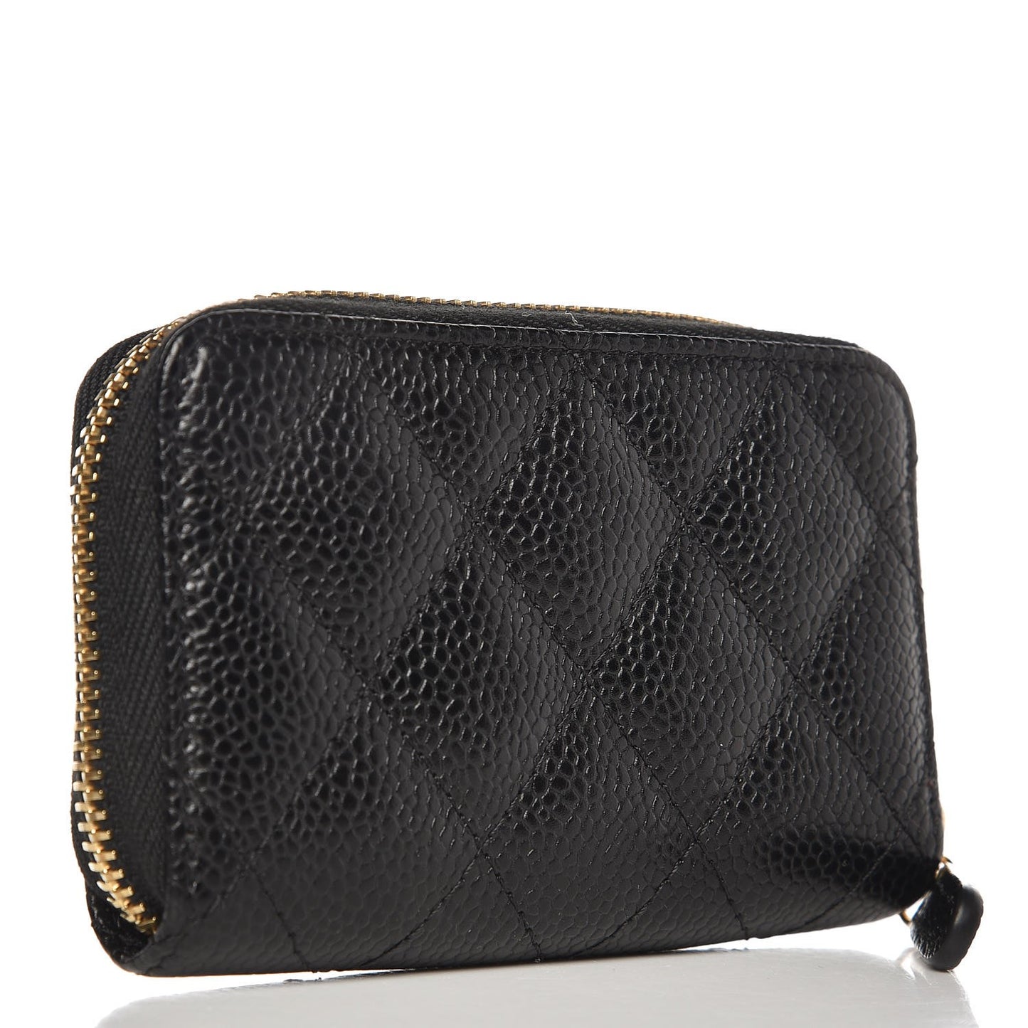 Caviar Quilted Zip Coin Purse Black
