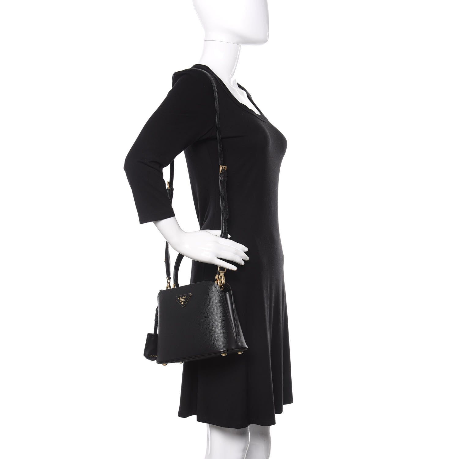Prada Saffiano Cuir Micro Matinee Tote Black 2 of 10