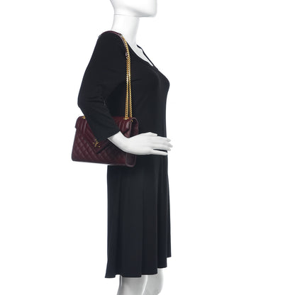 Saint Laurent Grain De Poudre Textured Mixed Matelasse Medium Triquilt Monogram Satchel Rouge Legion 2 of 9