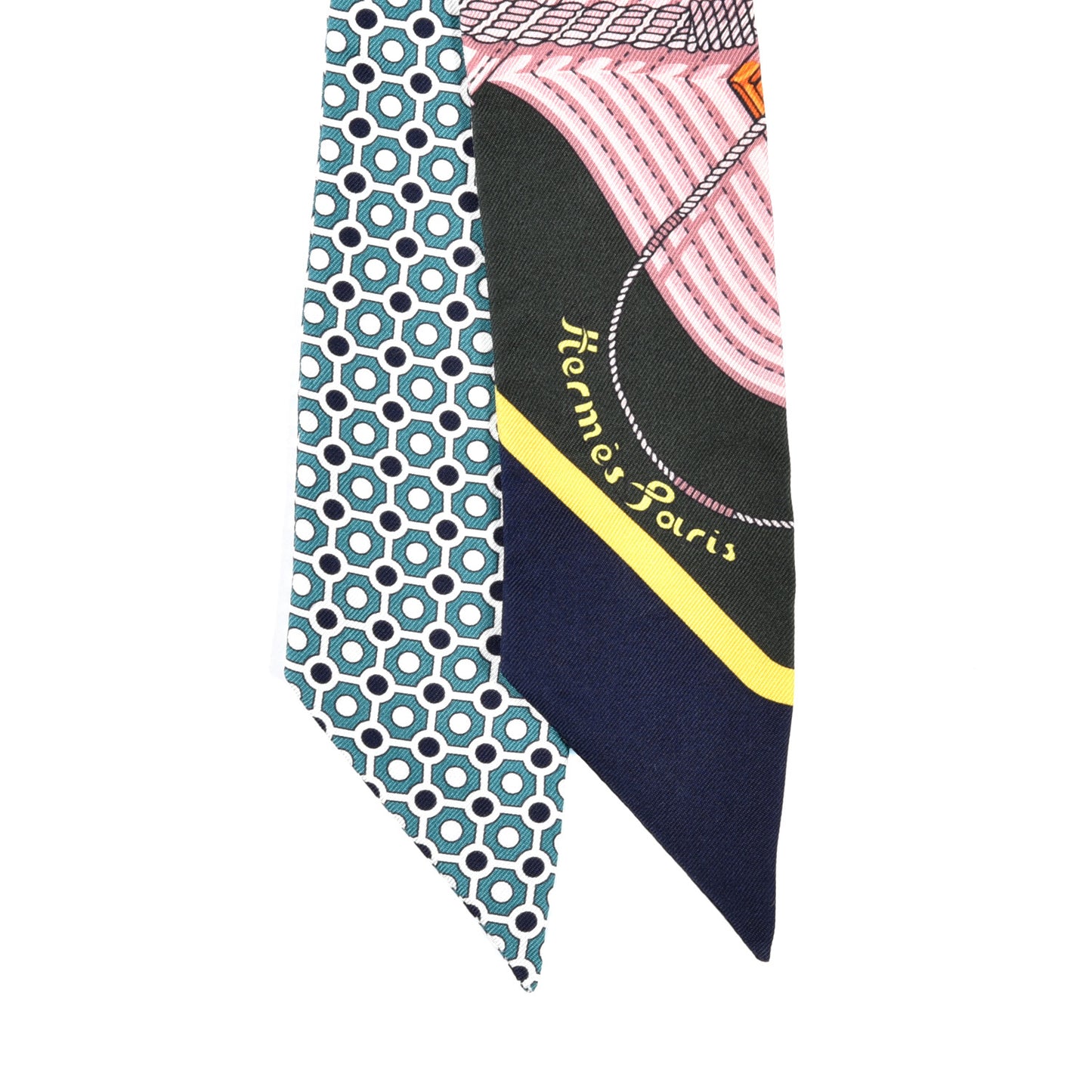 Silk Clic Clac Modern Cannage Twilly Vert Marine Vieux Rose