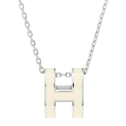Hermes Lacquered Palladium Pop H Pendant Necklace White 4 of 7