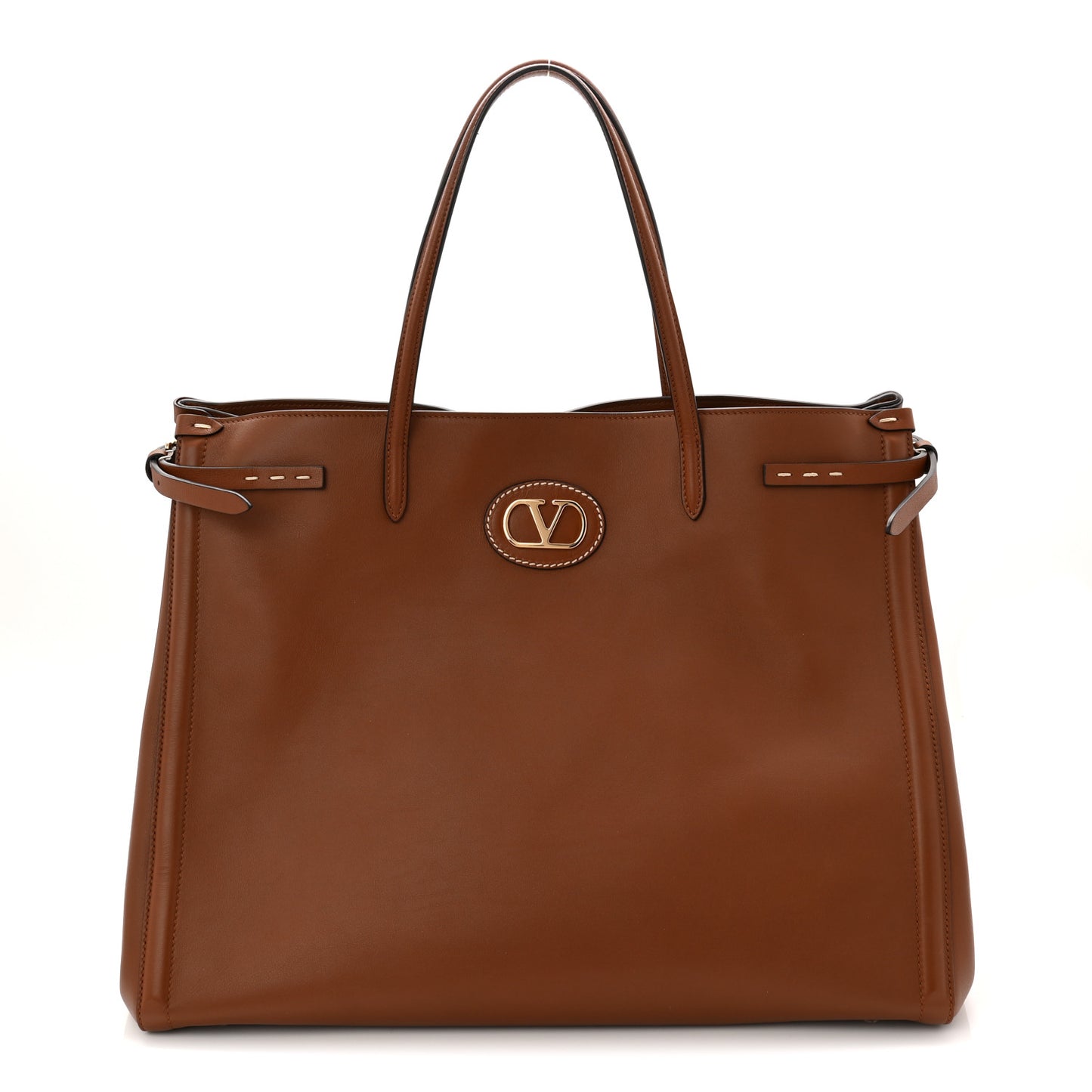 Calfskin Vlogo Large Antibes Tote  Saddle Brown
