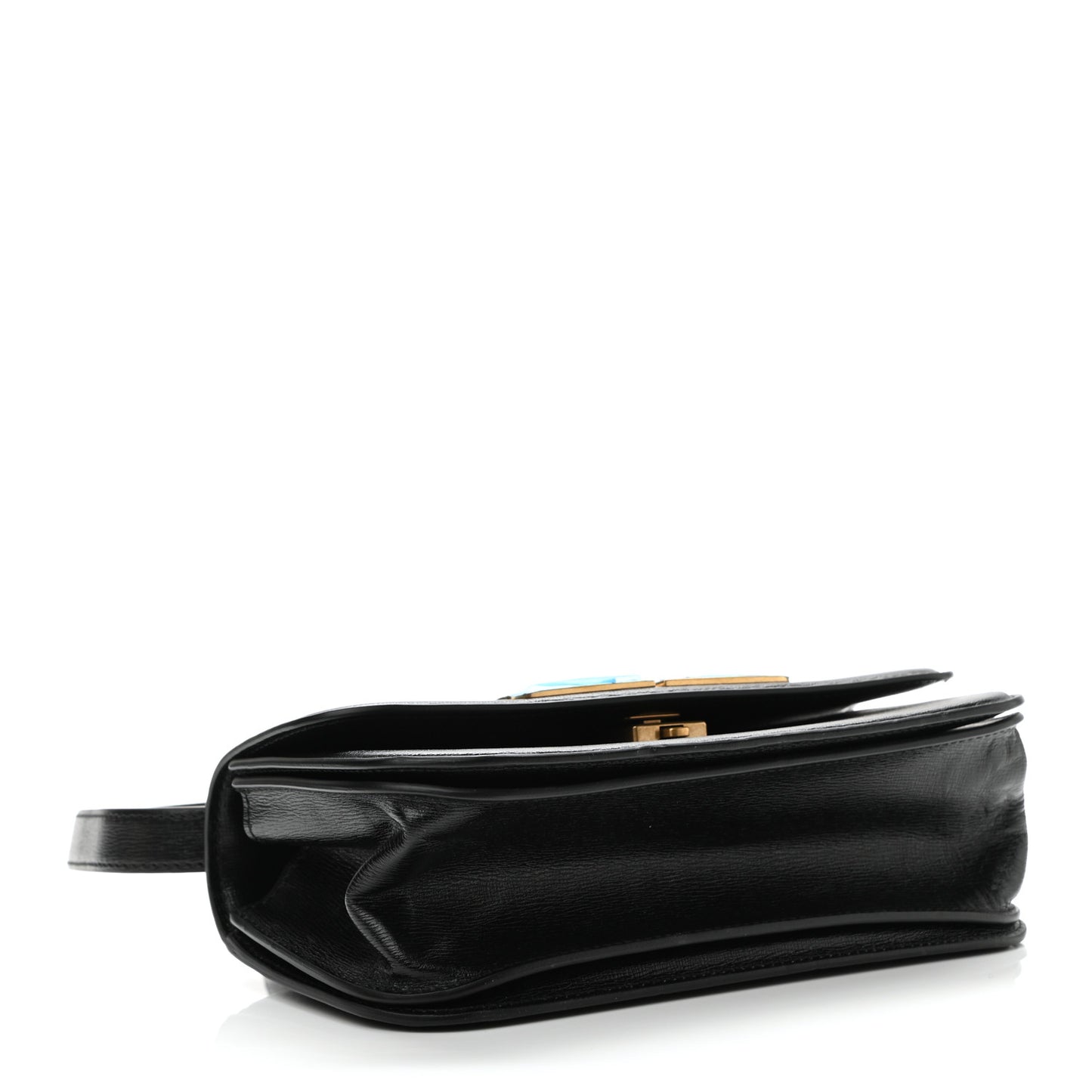 Calfskin Stripe Embossed Small Gossip Bag Black