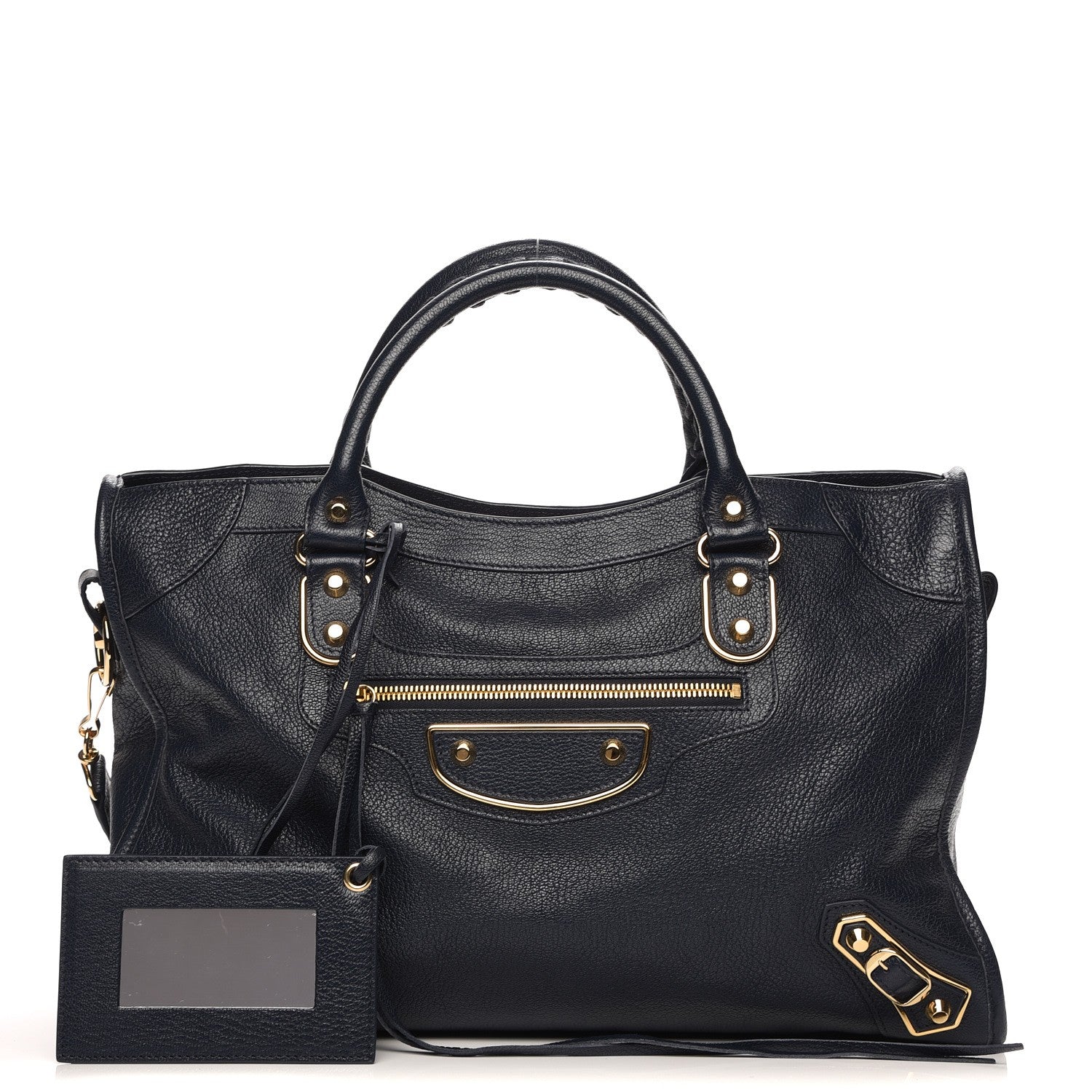 Balenciaga Chevre Gold Metallic Edge Hardware City Bleu Nuit Dark Sea 1 of 8