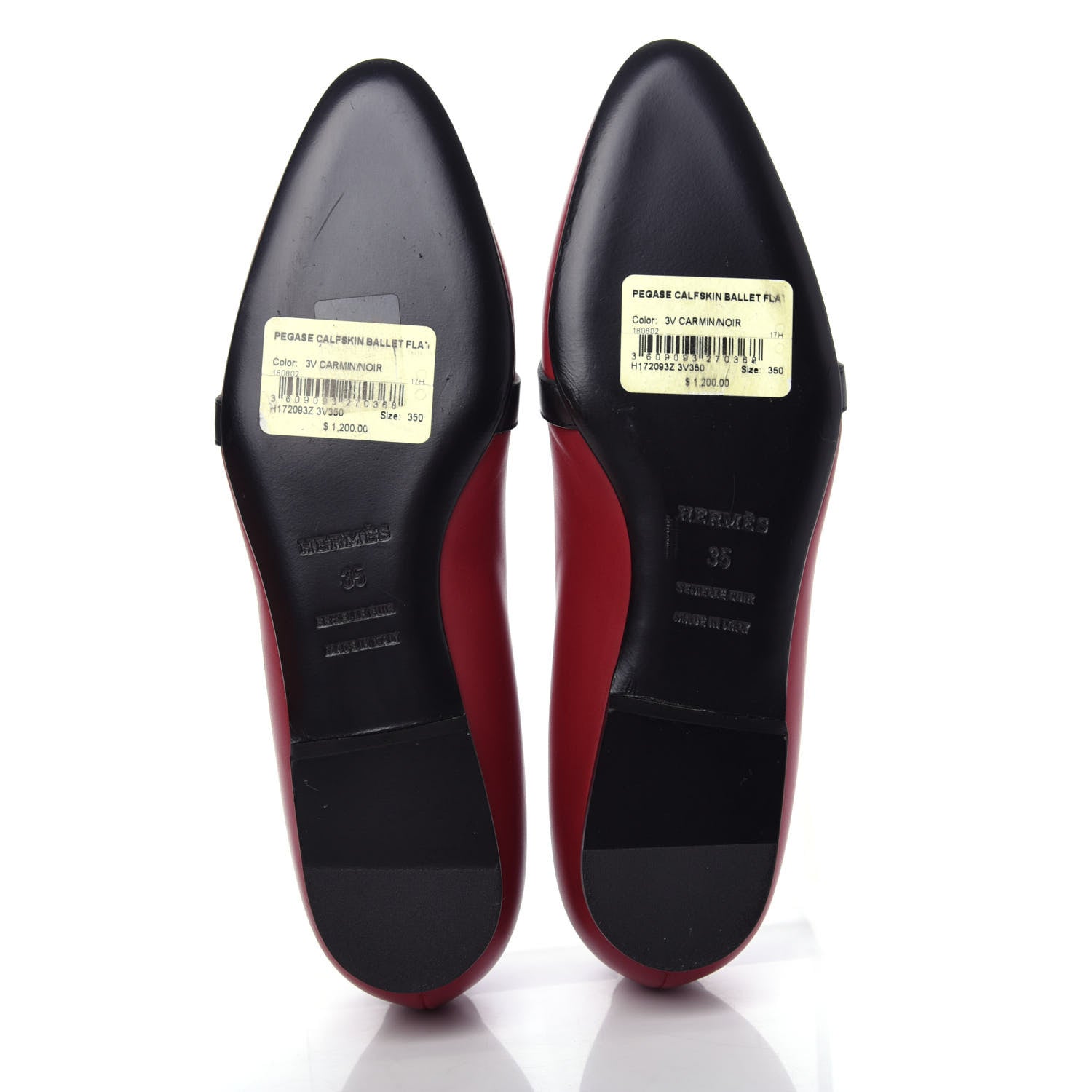 Hermes Calfskin Pegase Ballerina Flats 35 Carmin Black 6 of 11