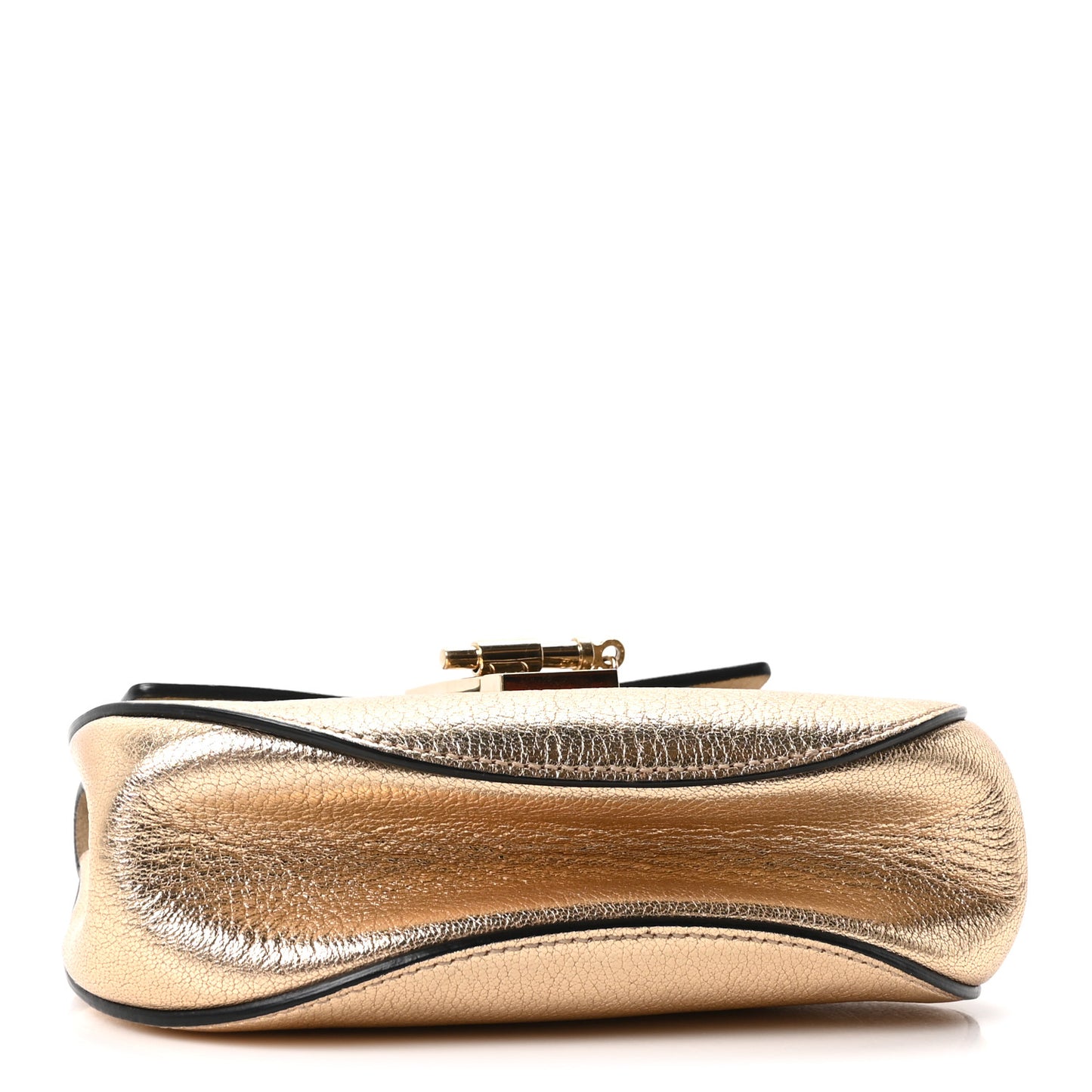 Metallic Grained Goatskin Nano Drew Shoulder Bag Abstract Gold