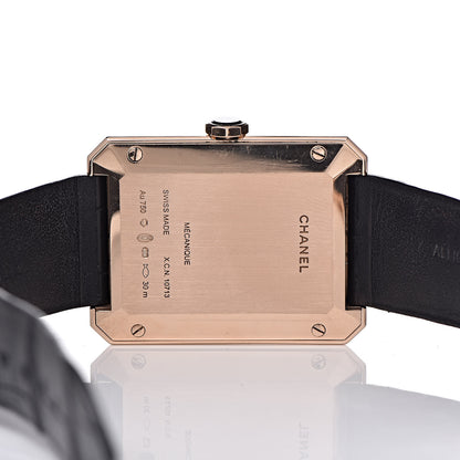 Chanel 18K Beige Gold Alligator Diamond Bezel 29mm Boy-Friend Manual Winding Watch Black 5 of 10