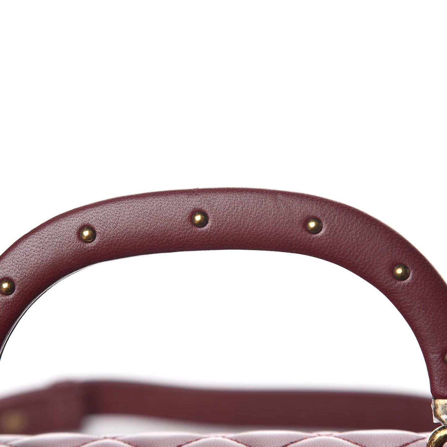 Lambskin Quilted Medium Boy Studded Handle Flap Burgundy Gold