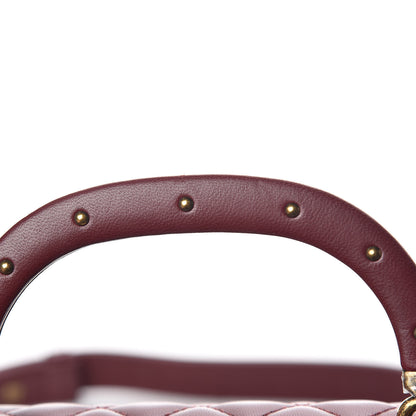 Chanel Lambskin Quilted Medium Boy Studded Handle Flap Burgundy Gold 21 of 26