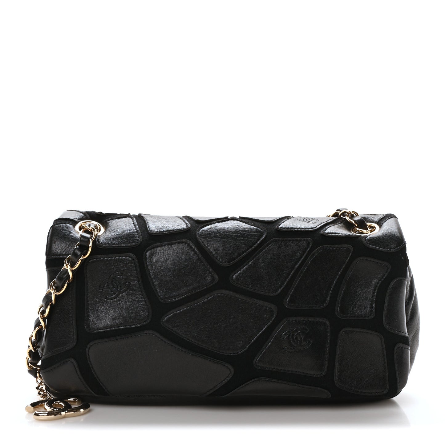 Lambskin Jersey Scales Flap Black