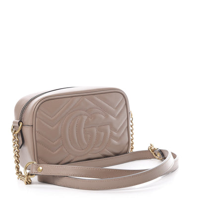 Gucci Calfskin Matelasse Mini GG Marmont Chain Shoulder Bag Porcelain Rose 3 of 15