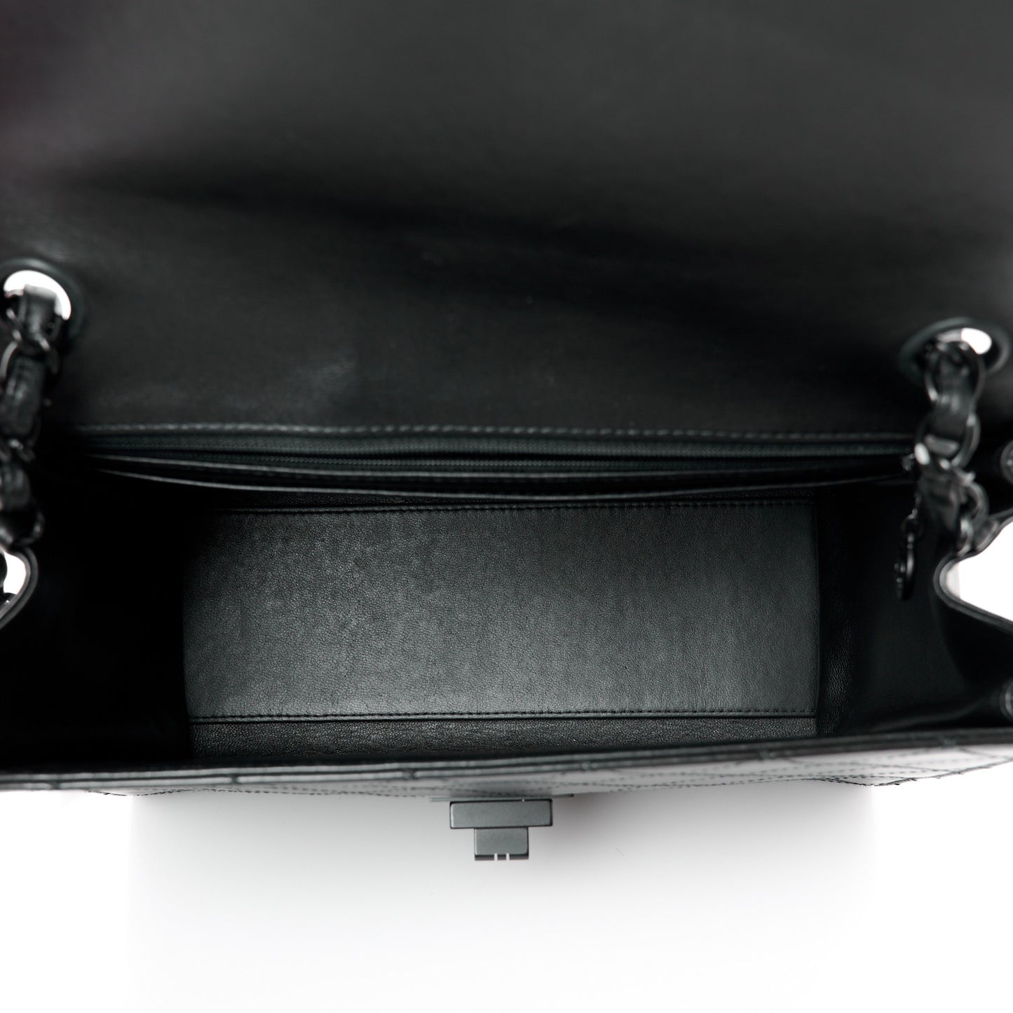 Calfskin Diamond Stitched Flap Shoulder Bag Black