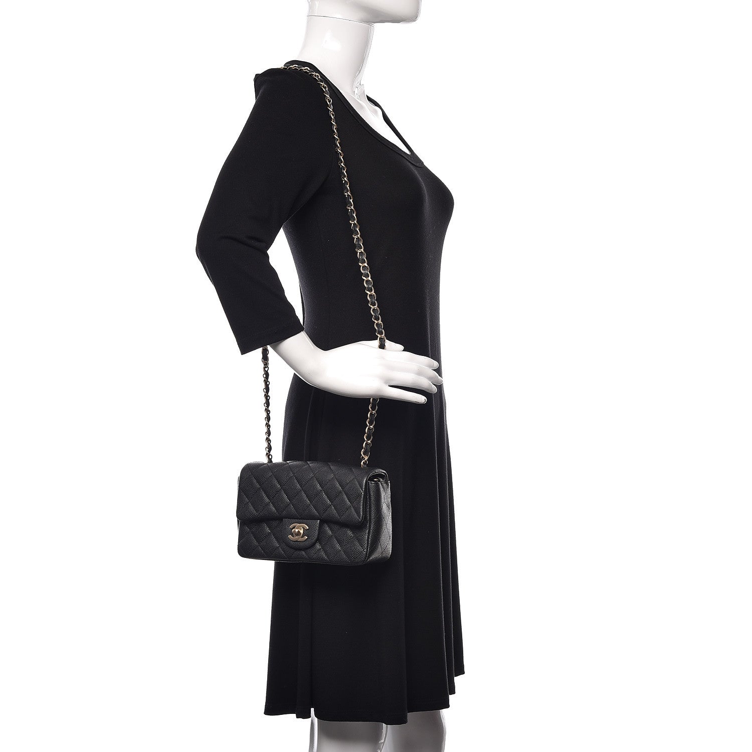 Chanel Metallic Caviar Quilted Mini Rectangular Flap Black 2 of 10