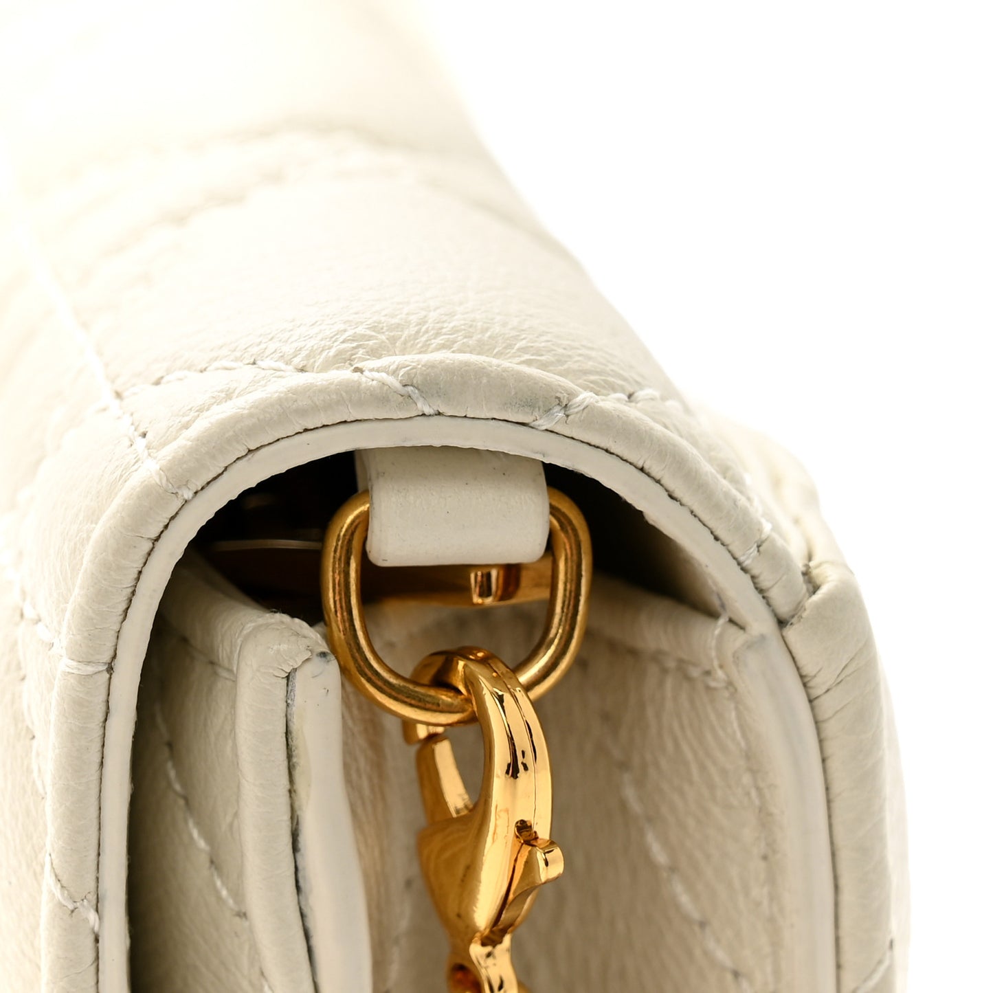 Supple Calfskin Caro Pouch with Chain Latte