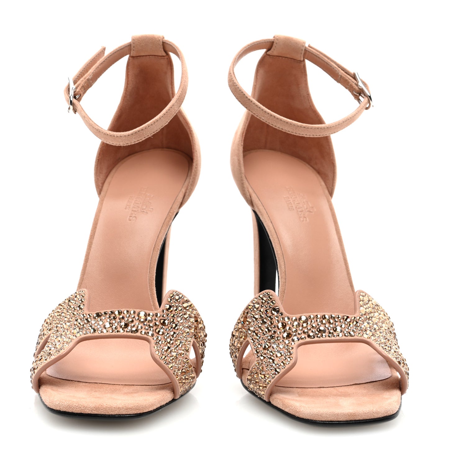 Suede Goatskin Crystal Joy 105 Sandals 39 Nude
