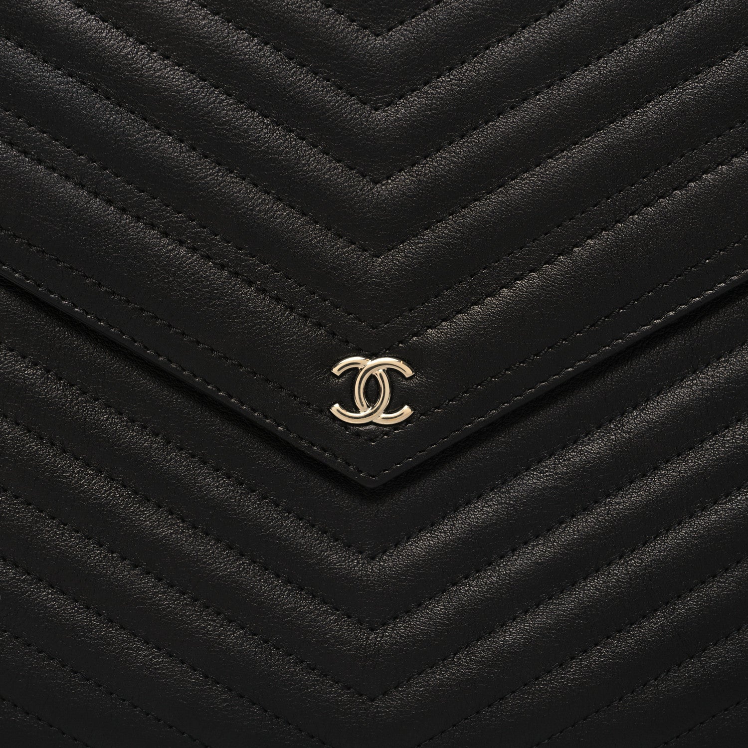 Chanel Calfskin Chevron Quilted Small Envelope Clutch Black 8 of 11