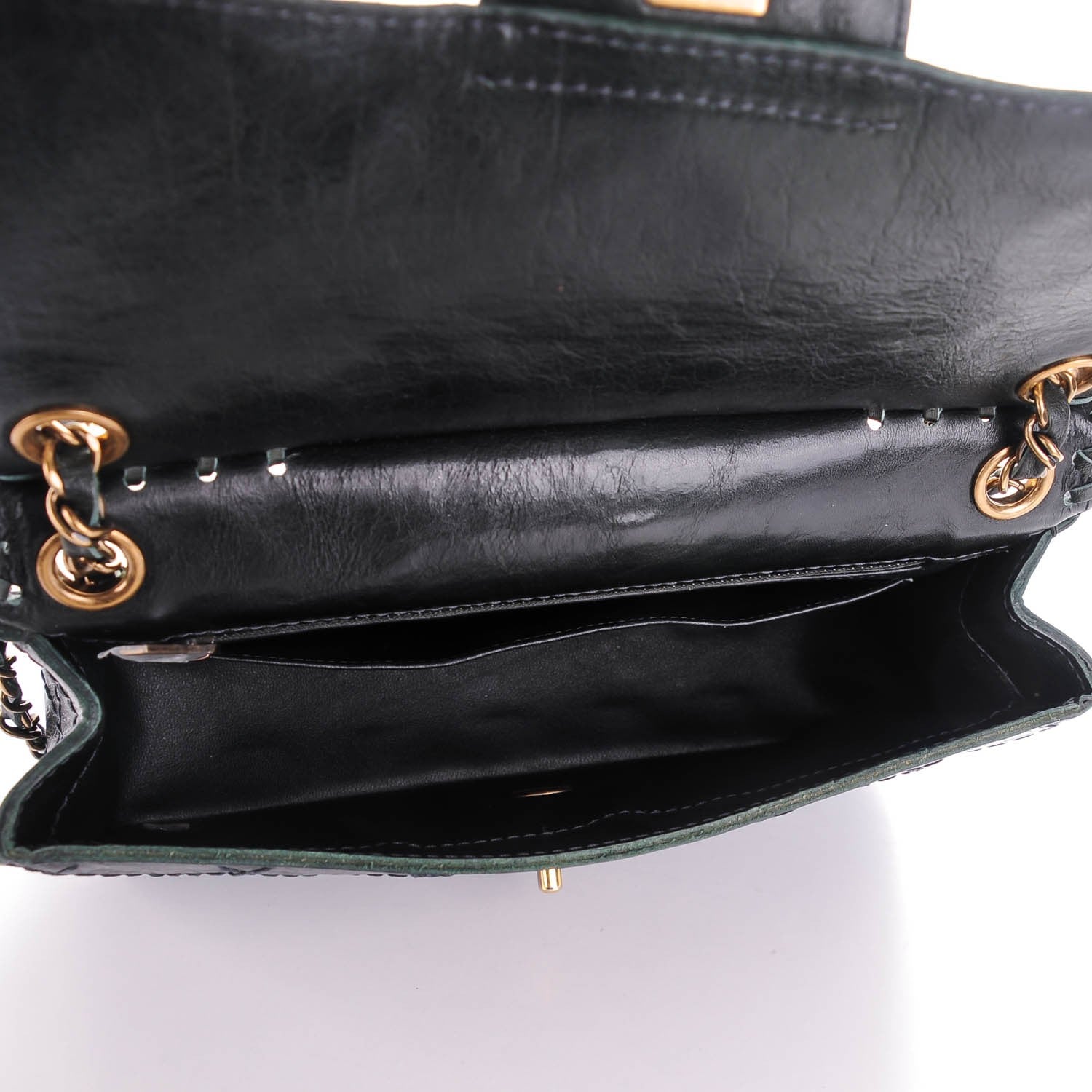 Chanel Calfskin Stitched Medium Vintage Flap Dark Green 5 of 8