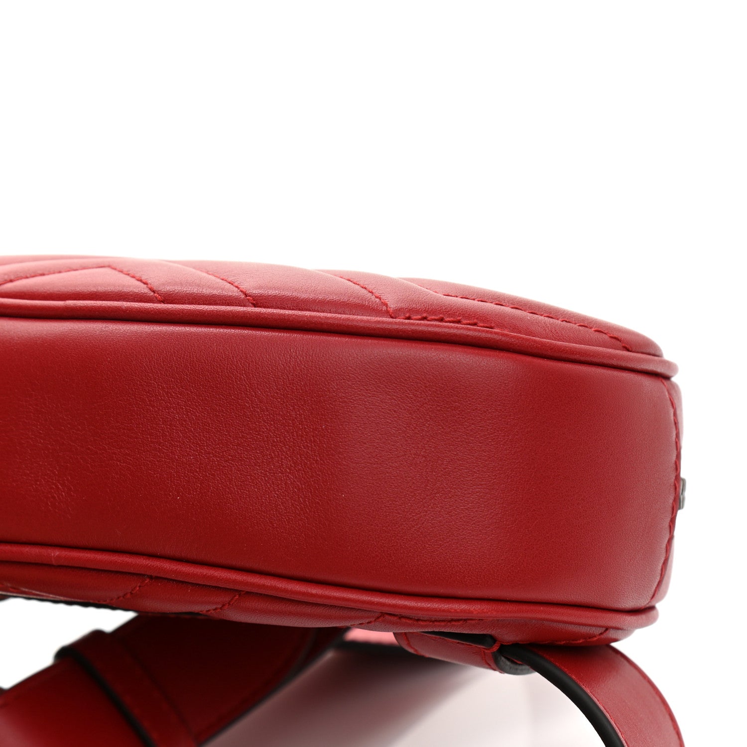 Gucci Calfskin Matelasse GG Marmont Belt Bag 85 34 Hibiscus Red 12 of 13