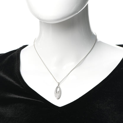 Chopard 18K White Gold Happy Diamonds 3 Floating Diamonds Oval Pendant Necklace 2 of 7