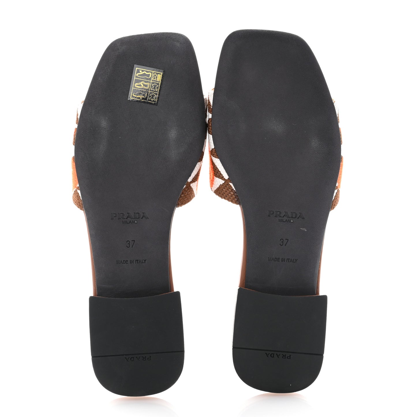 Jacquard Trianglolo Symbole Ibiscus Metal Triangle Logo Embroidered 10mm Slide Sandals 37 Tabacco Talco