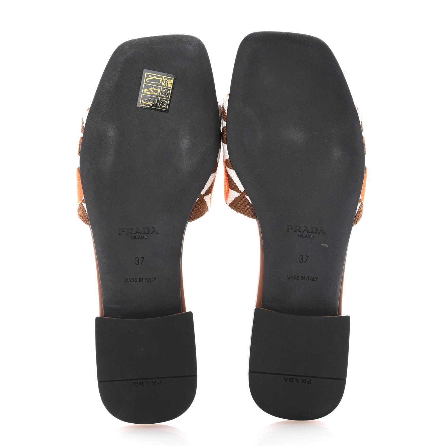 Prada Jacquard Trianglolo Symbole Ibiscus Metal Triangle Logo Embroidered 10mm Slide Sandals 37 Tabacco Talco 5 of 8
