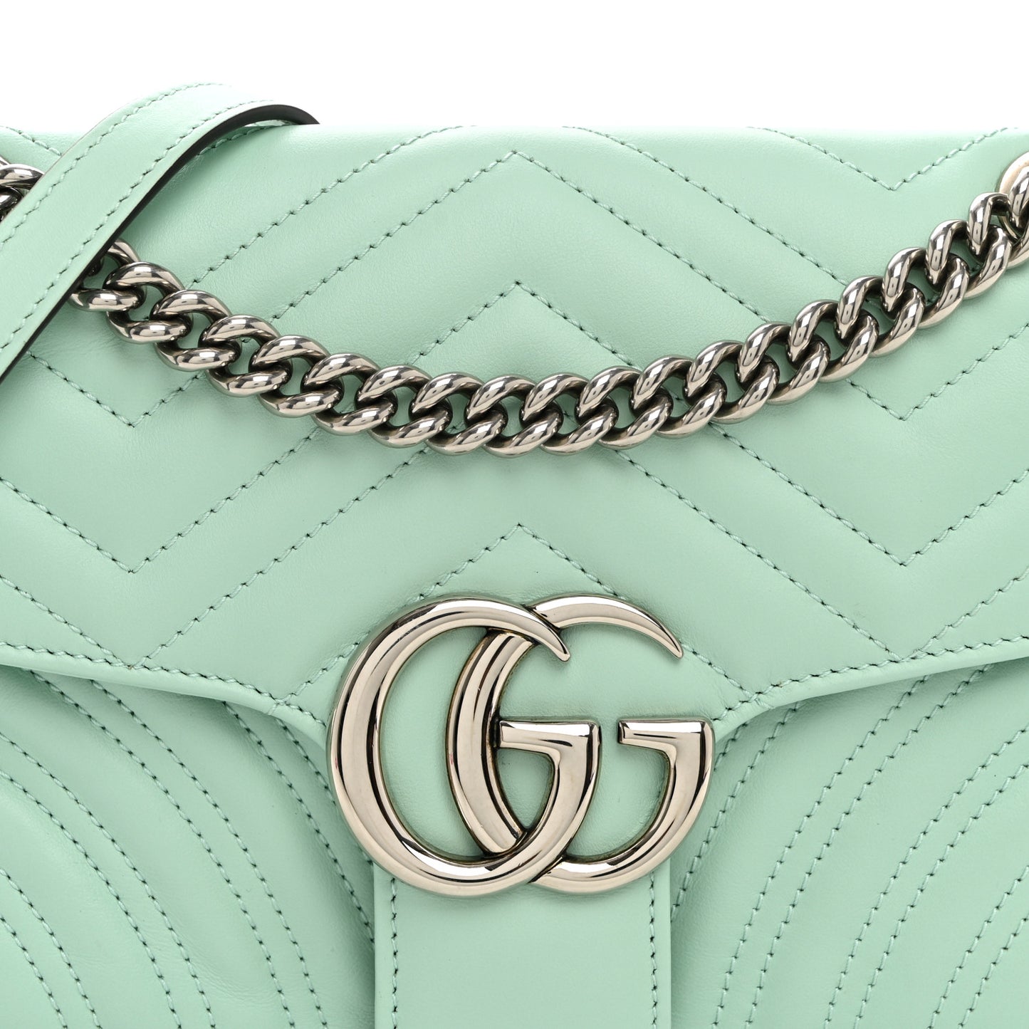 Calfskin Matelasse Small GG Marmont Shoulder Bag Water Green