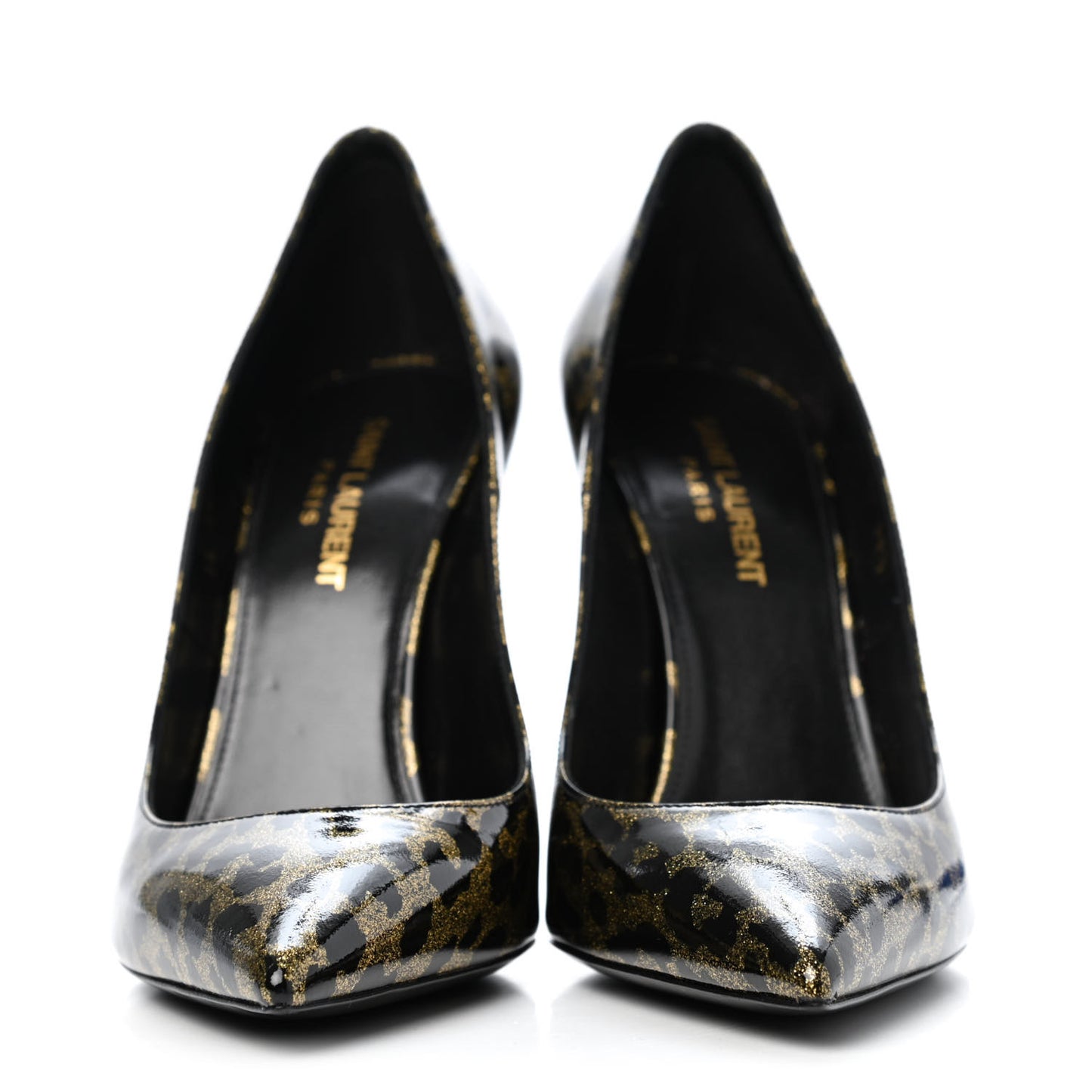 Patent Glitter Leopard Print Anja 105 Pumps 38.5 Gold Black