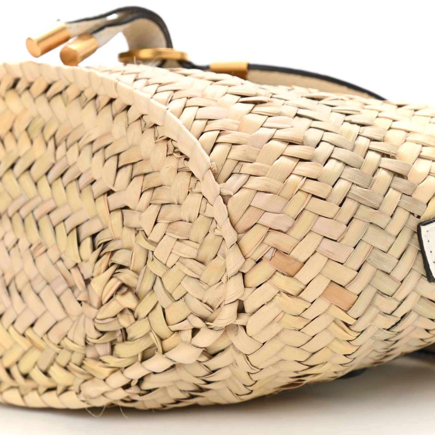 Raffia Calfskin Marcie Basket White