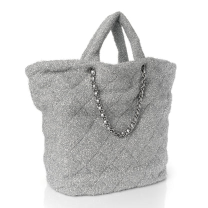Chanel Knit Metallic Lambskin Large Shopping Tote Silver 3 of 9