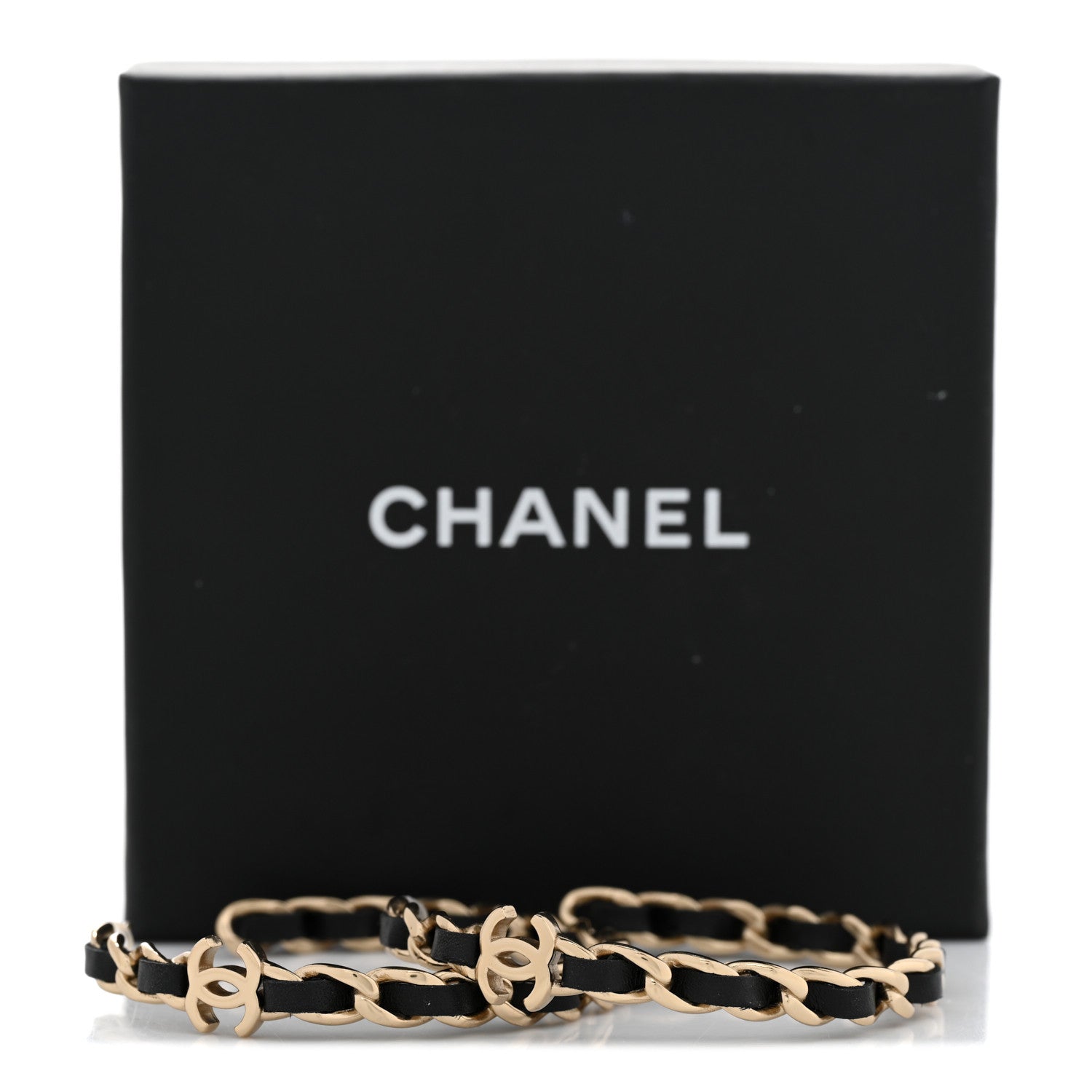 Chanel Lambskin CC Turnlock Chain Hoop Earrings Gold Black 5 of 5