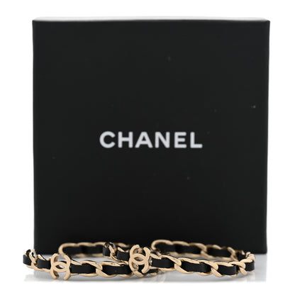 Chanel Lambskin CC Turnlock Chain Hoop Earrings Gold Black 5 of 5