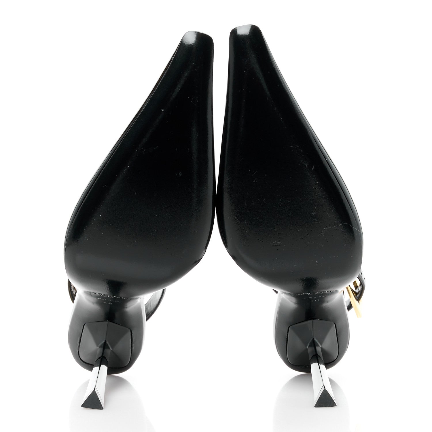 Saint Laurent Glazed Calfskin Lee Slingback Pumps 40 Black 5 of 8