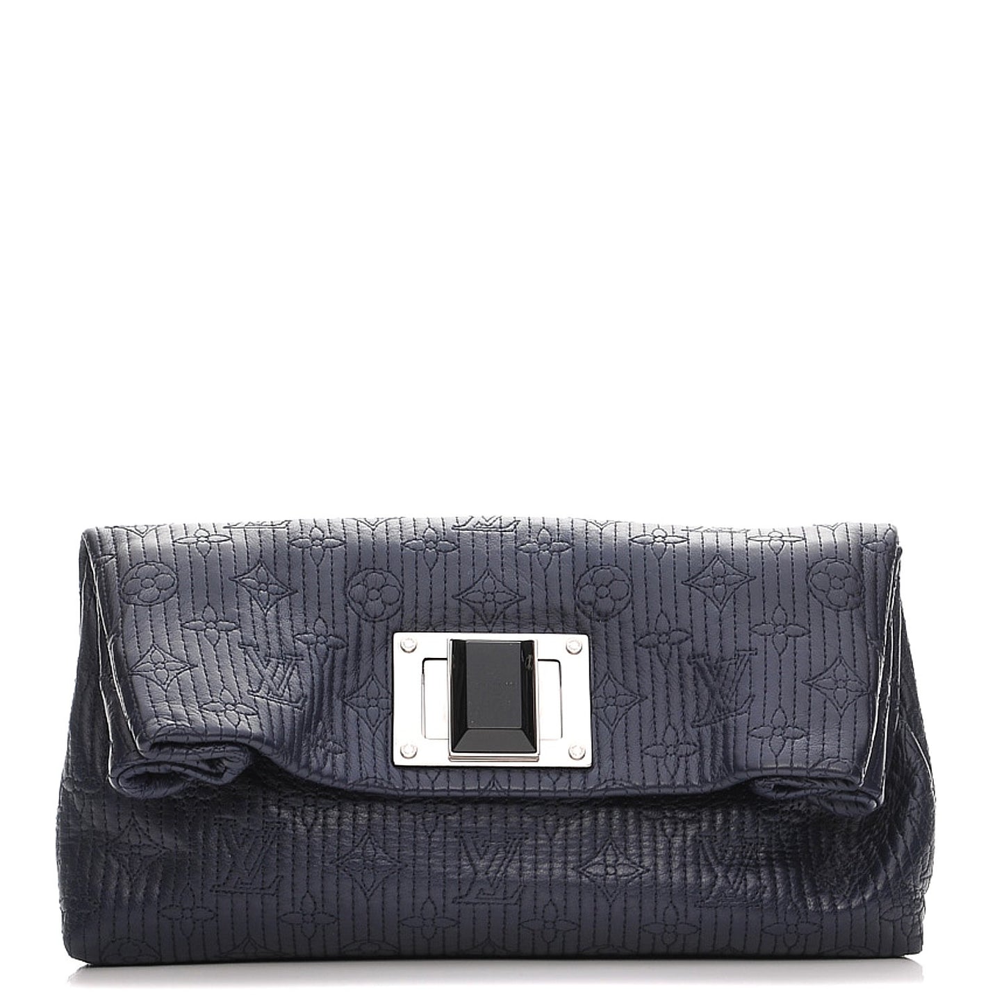 Calfskin Quilted Monogram Altair Clutch Navy
