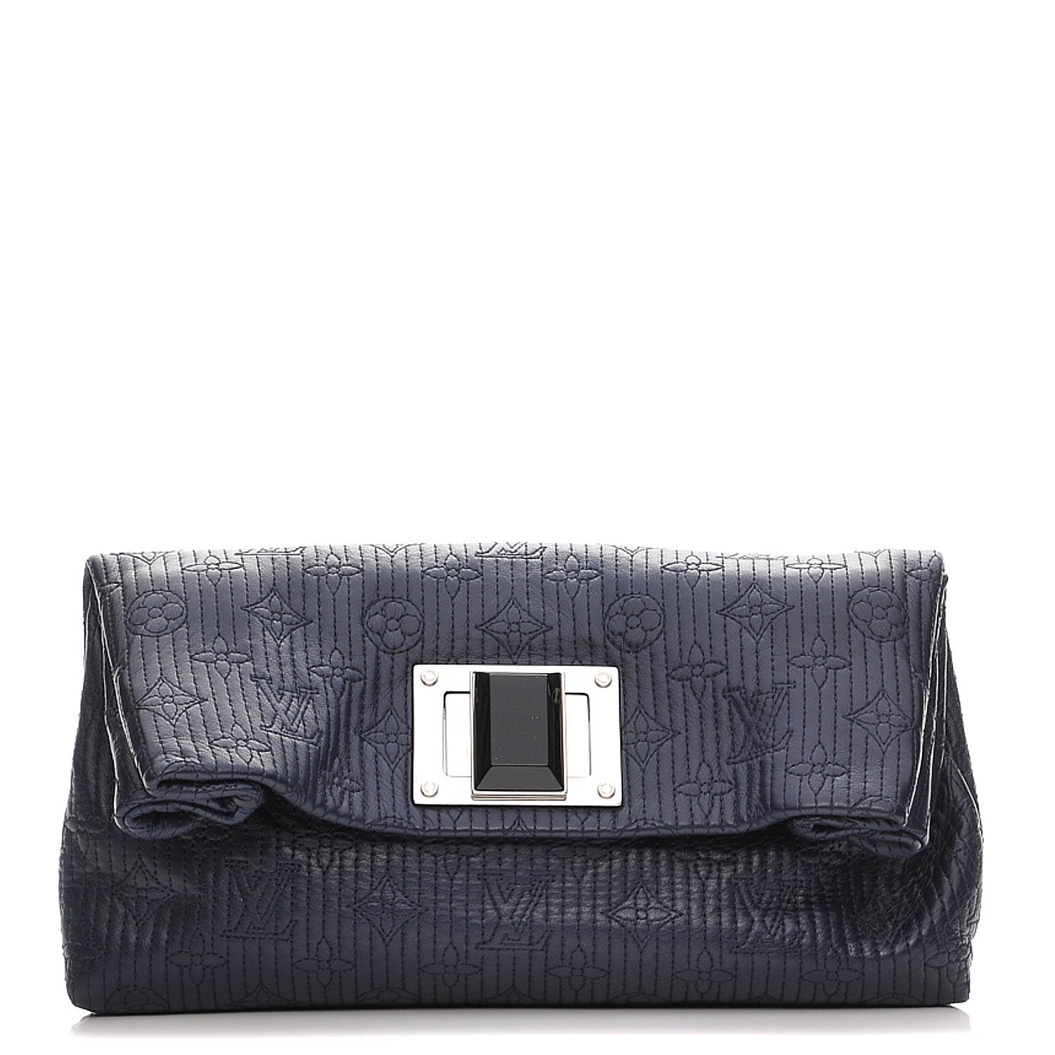 Louis Vuitton Calfskin Quilted Monogram Altair Clutch Navy 1 of 8