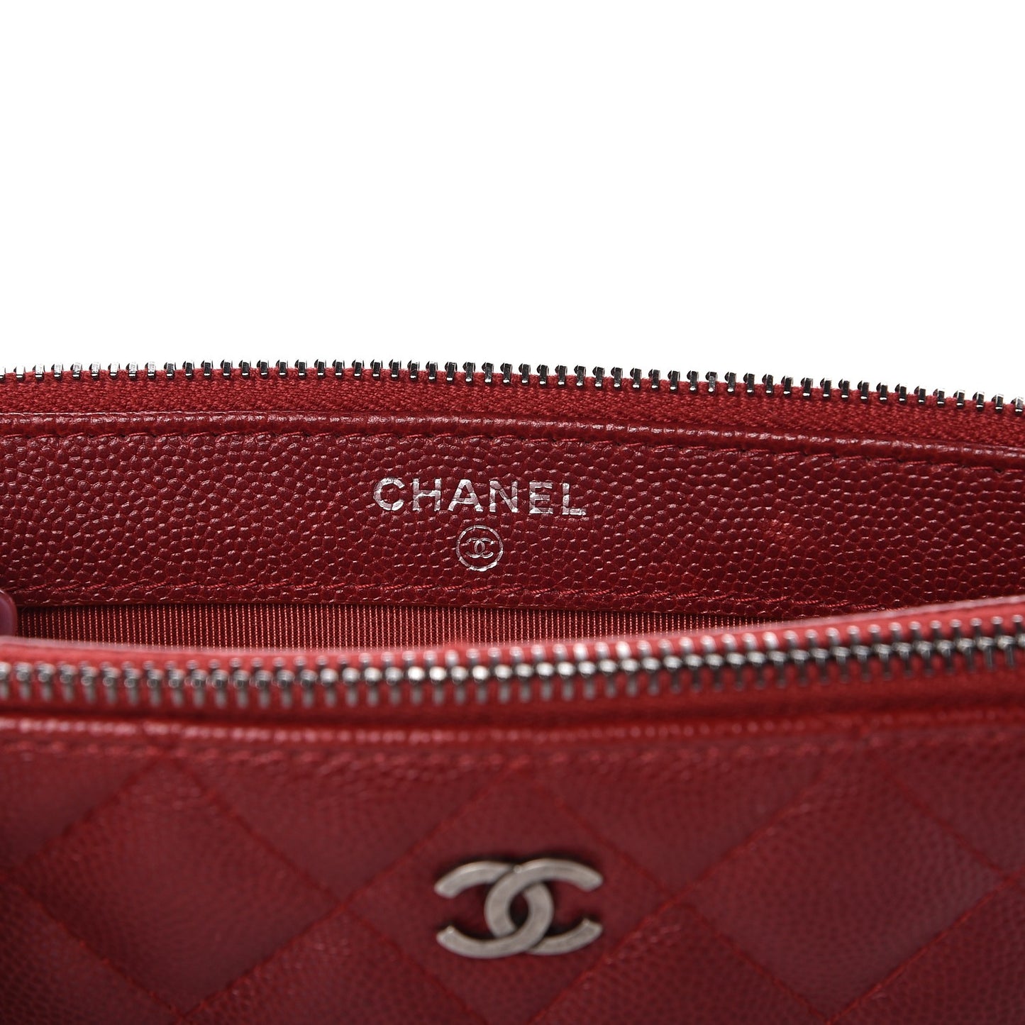 Caviar Quilted Small Clutch With Chain Red