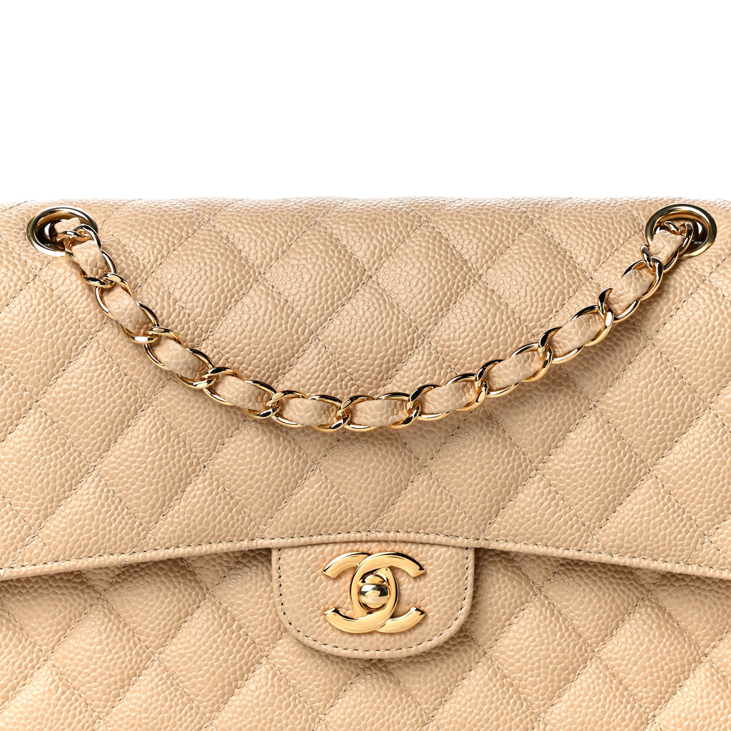 Chanel Caviar Quilted Medium Double Flap Beige Clair 10 of 10