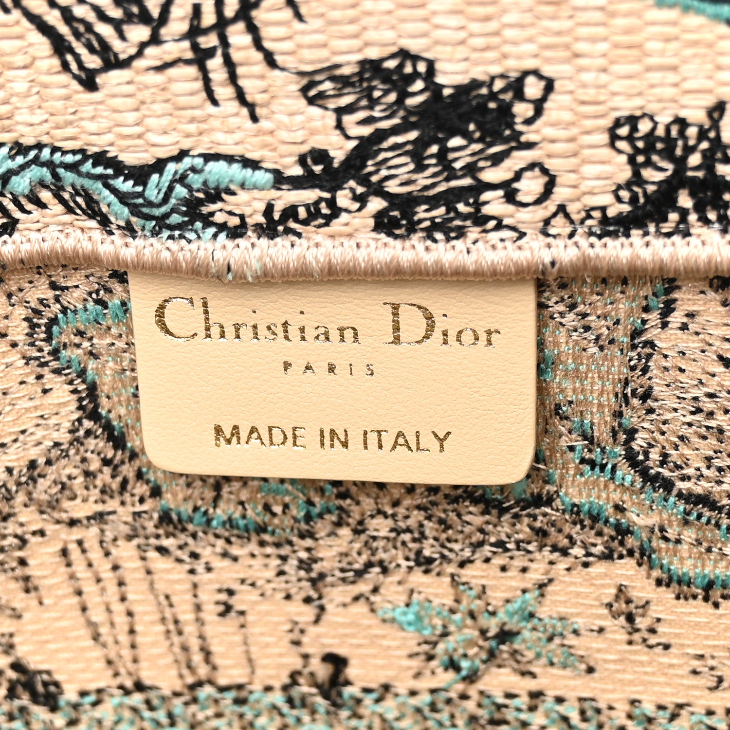 Christian Dior Raffia Embroidered Dioriviera Medium Book Tote Aquamarina 6 of 10