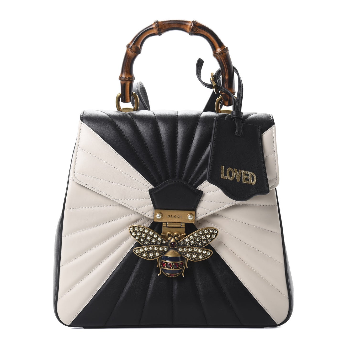 Calfskin Bamboo Trapuntata Queen Margaret Backpack Mystic White Black