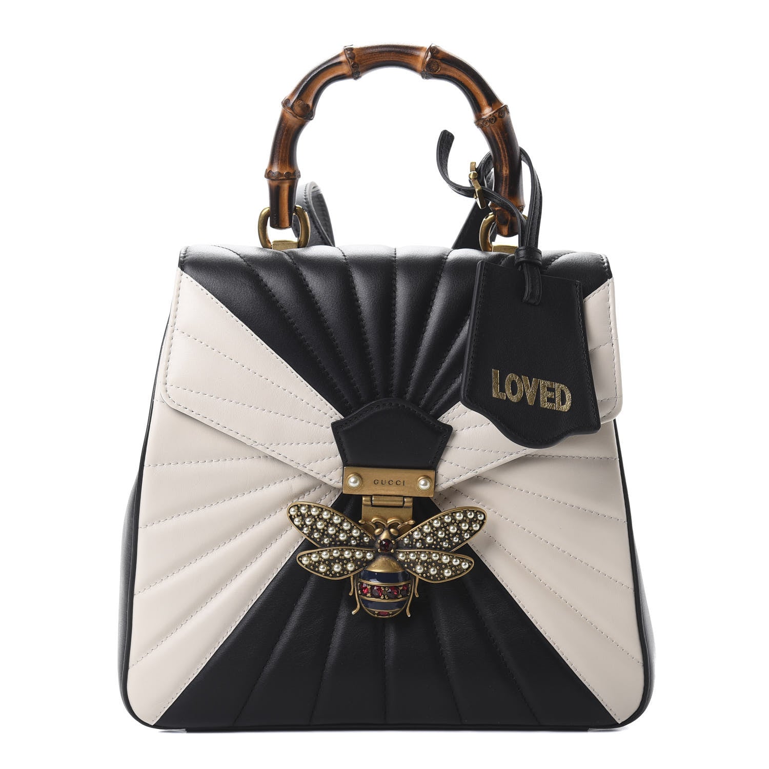 Gucci Calfskin Bamboo Trapuntata Queen Margaret Backpack Mystic White Black 1 of 10
