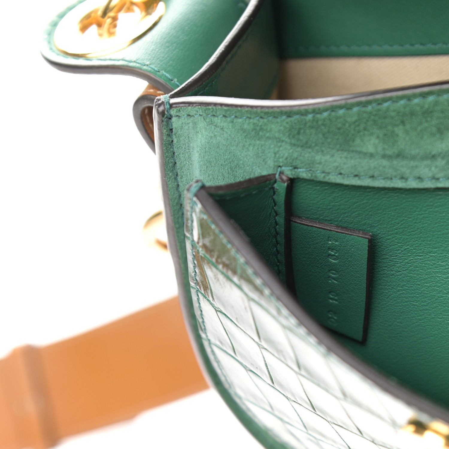 Chloe Calfskin Crocodile Embossed Small Tess Bag Woodsy Green 7 of 15