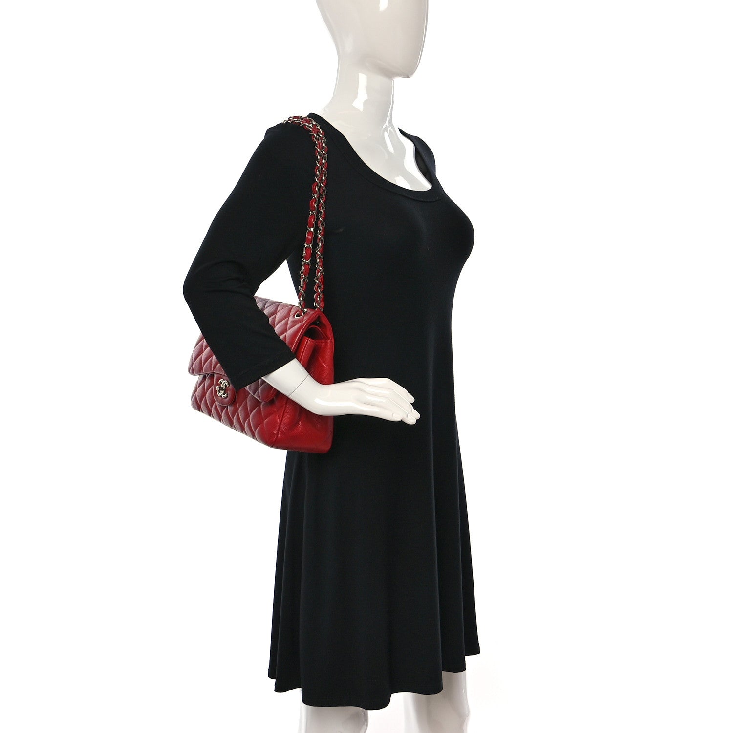 Chanel Caviar Quilted Jumbo Double Flap Red 2 of 13