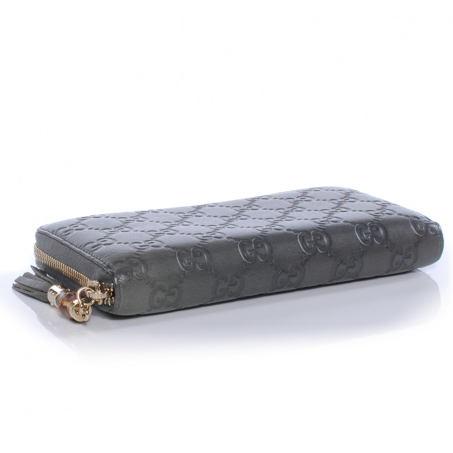 Gucci Guccissima Bamboo Tassel Zip Around Wallet Grey 4 of 7