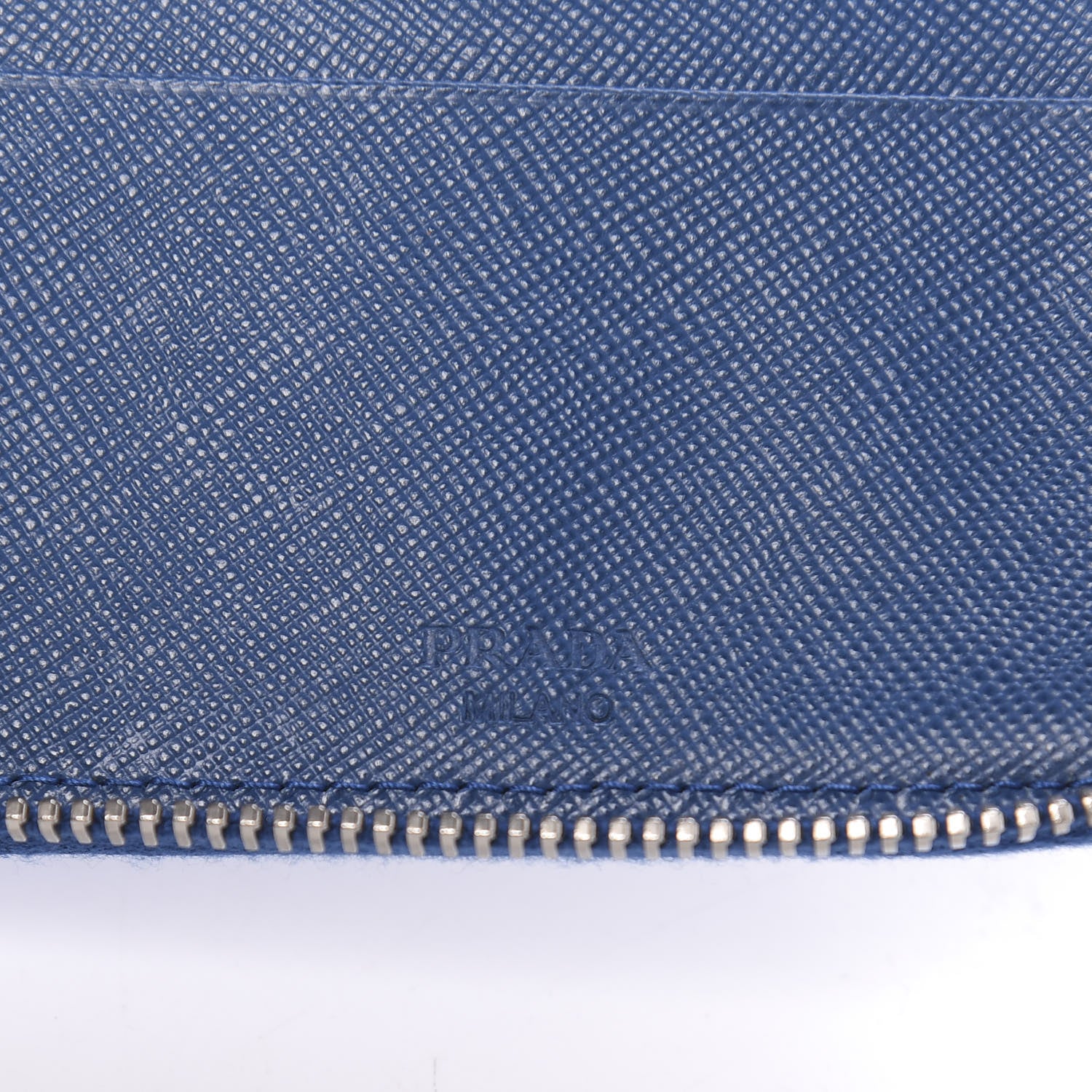 Prada Saffiano Zip Around Portfolio Wallet Azzurro 6 of 7