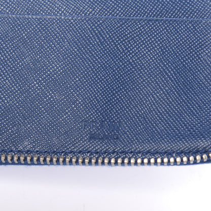 Prada Saffiano Zip Around Portfolio Wallet Azzurro 6 of 7